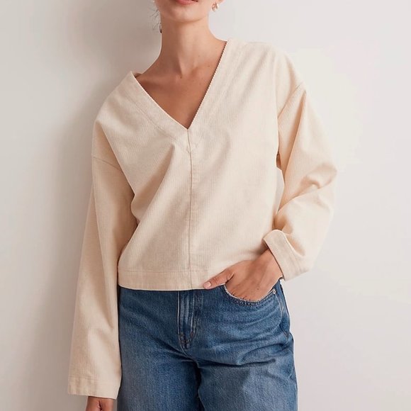 Madewell Tops - Madewell Boxy V Neck Top plush waffle-knit cotton